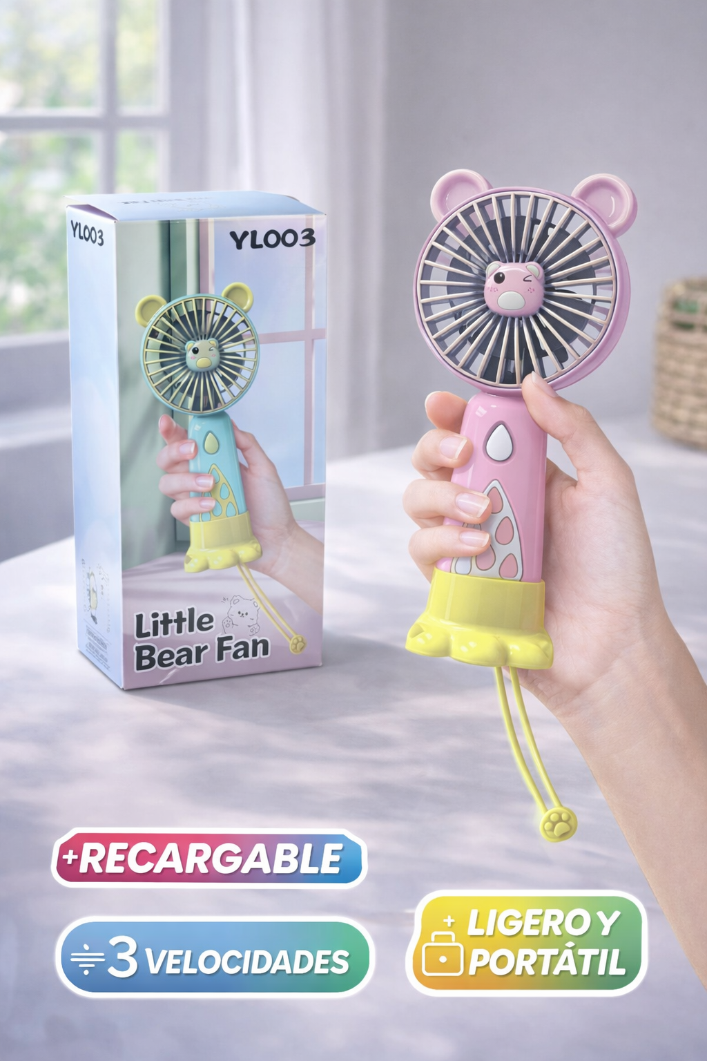 Ventilador portátil de mano USB, ideal para refrescarte